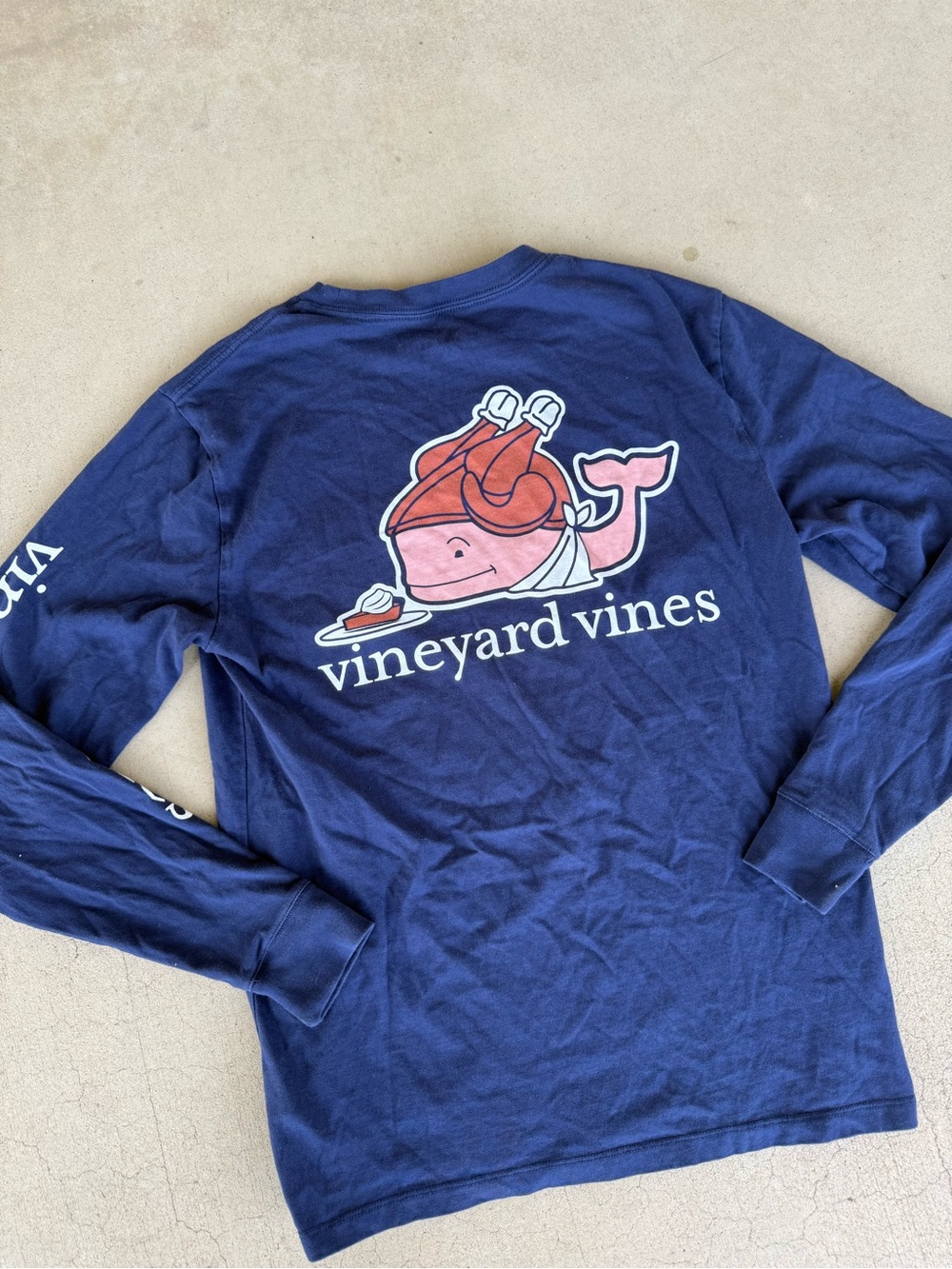 Vineyard Vines Thanksgiving Turkey Whale Long Sleeve Pocket T-Shirt Size XS